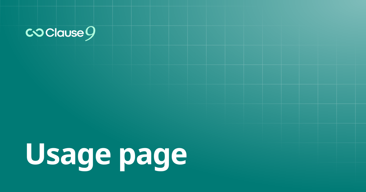 Usage page | Clause9